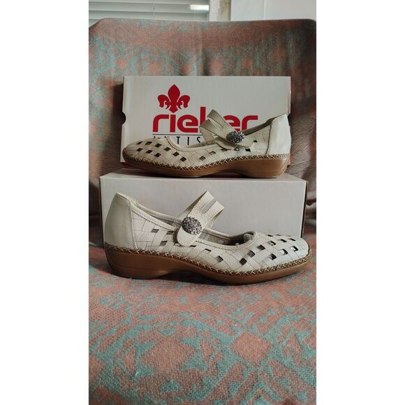 Rieker Women's Doris 75 Cut Out Sport White Size 8.5 Mary Jane Shoe - Picture 1 of 8